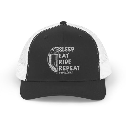 A. Sleep Eat Ride Repeat | Snapback Trucker Cap